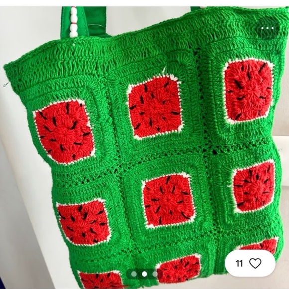 Watermelon crochet market tote!!! Snap closure!! NWT - Picture 1 of 6